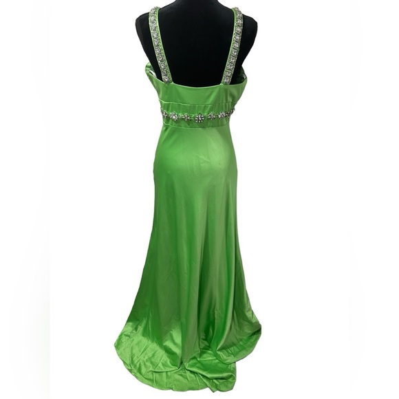 Lime green prom dress with beaded diamonds/ green formal dress/ by Coli Couture - Picture 6 of 16
